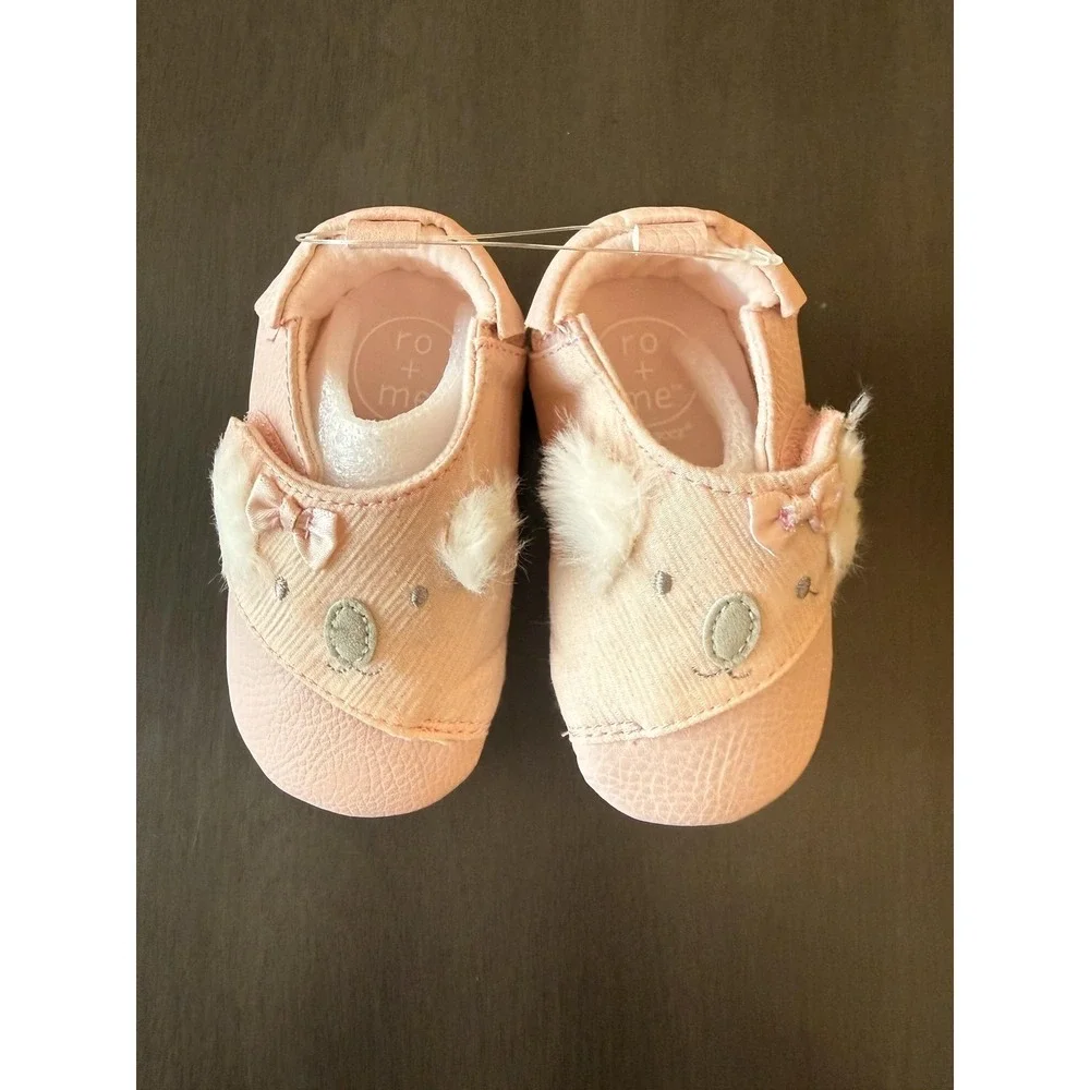 Robeez Shoes Girls Size 3 Pink Kato Koala Mary Jane Crib Slip Resistant 6-12M